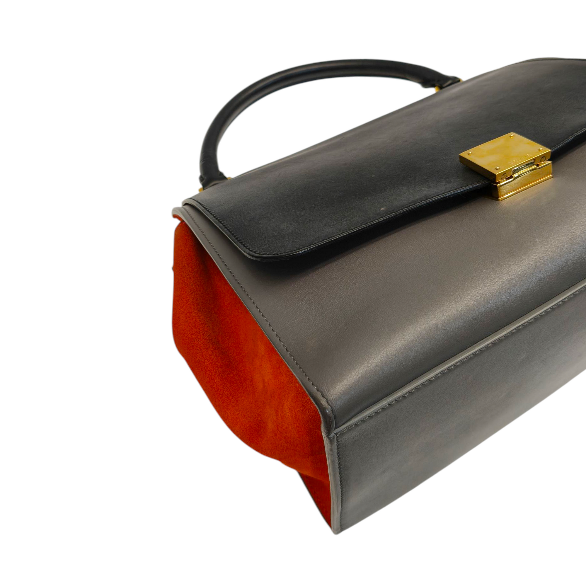 Celine Tri Colour Leather and Saude Medium Trapeza Bag