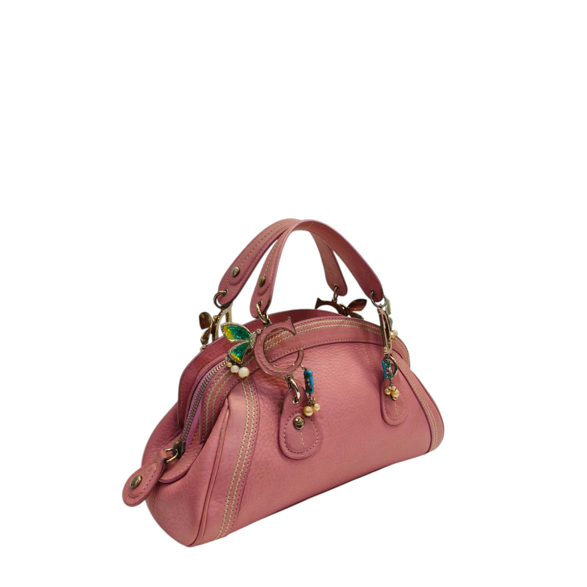 Dior Pink Leather Small Limited Edition Butterfly Detective Satchel Bag