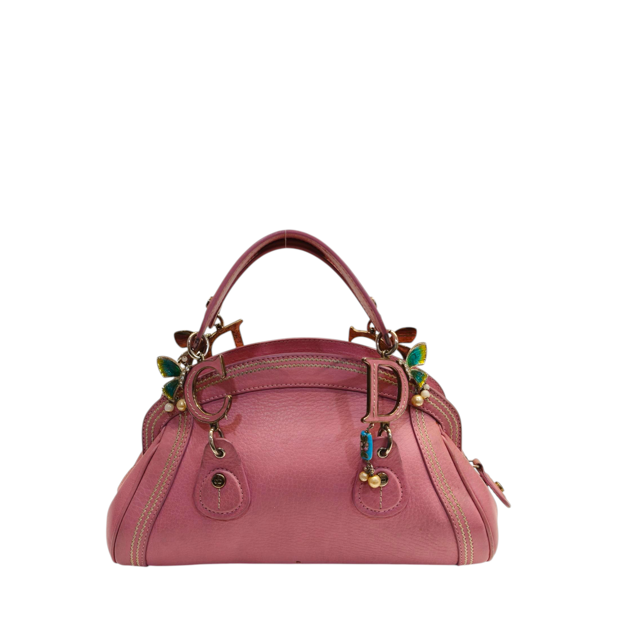 Dior Pink Leather Small Limited Edition Butterfly Detective Satchel Bag