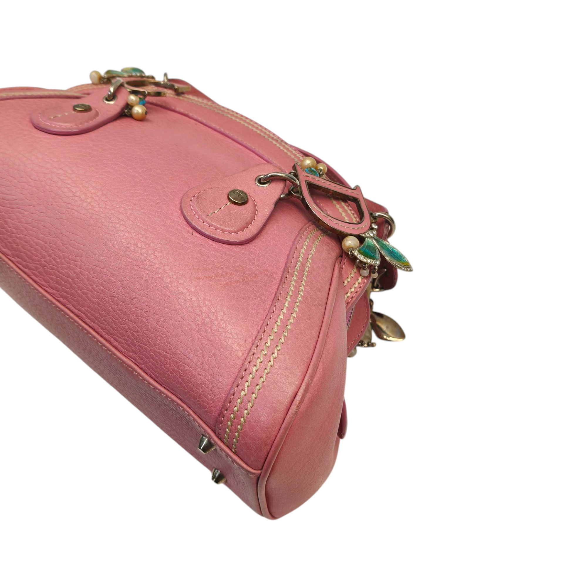 Dior Pink Leather Small Limited Edition Butterfly Detective Satchel Bag