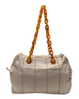 Prada Beige Soft Leather Plastic Chain Shoulder Bag