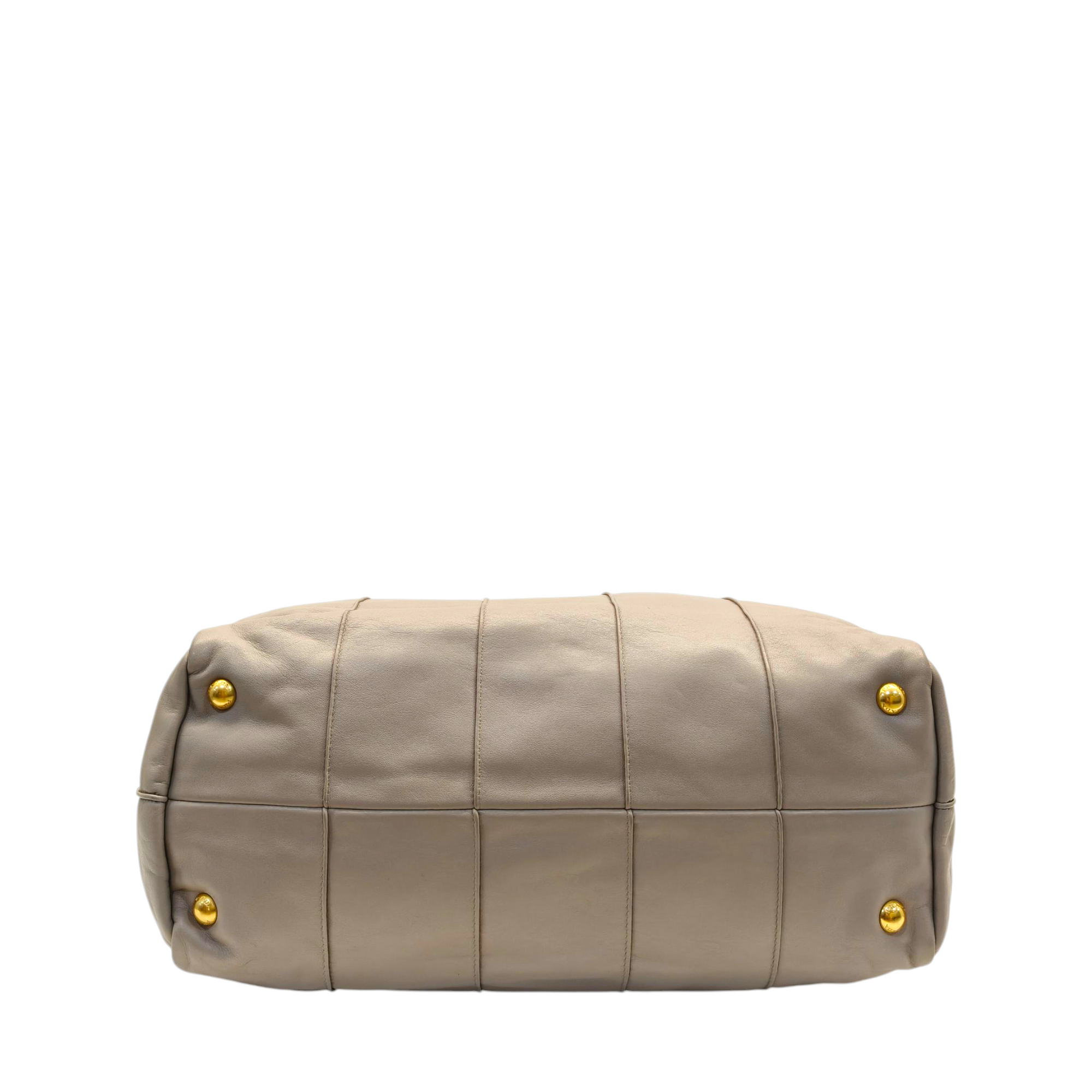Prada Beige Soft Leather Plastic Chain Shoulder Bag