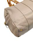 Prada Beige Soft Leather Plastic Chain Shoulder Bag