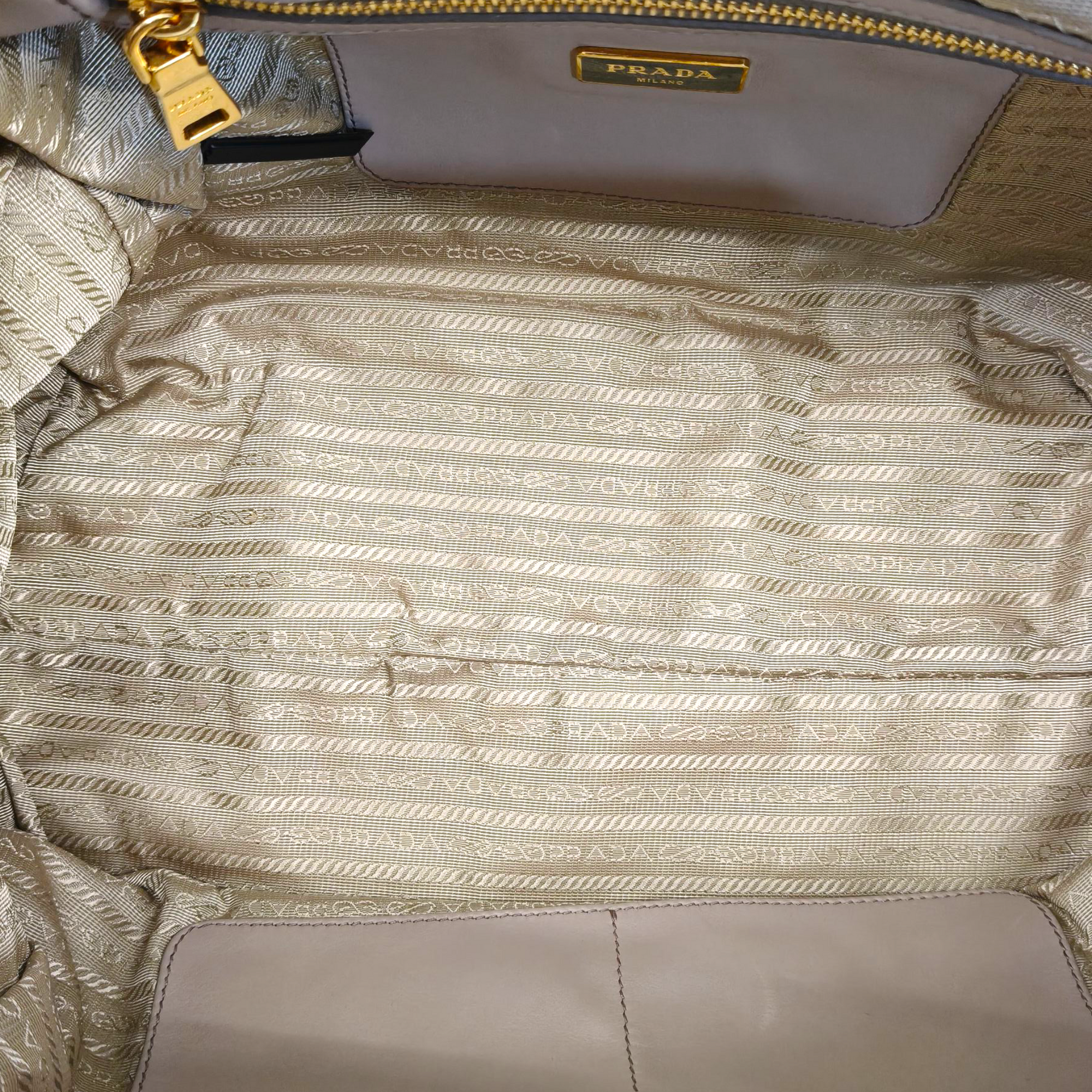 Prada Beige Soft Leather Plastic Chain Shoulder Bag