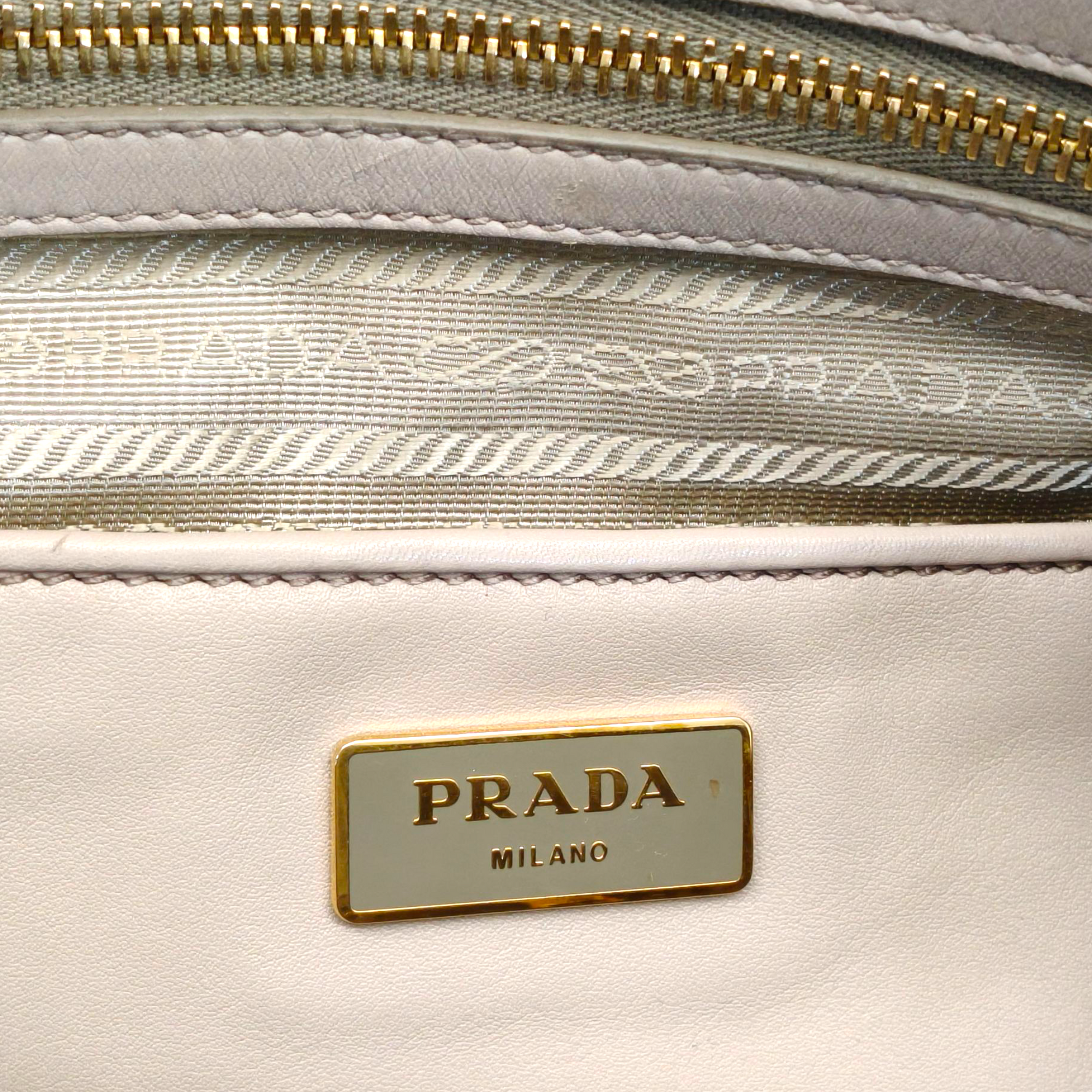 Prada Beige Soft Leather Plastic Chain Shoulder Bag