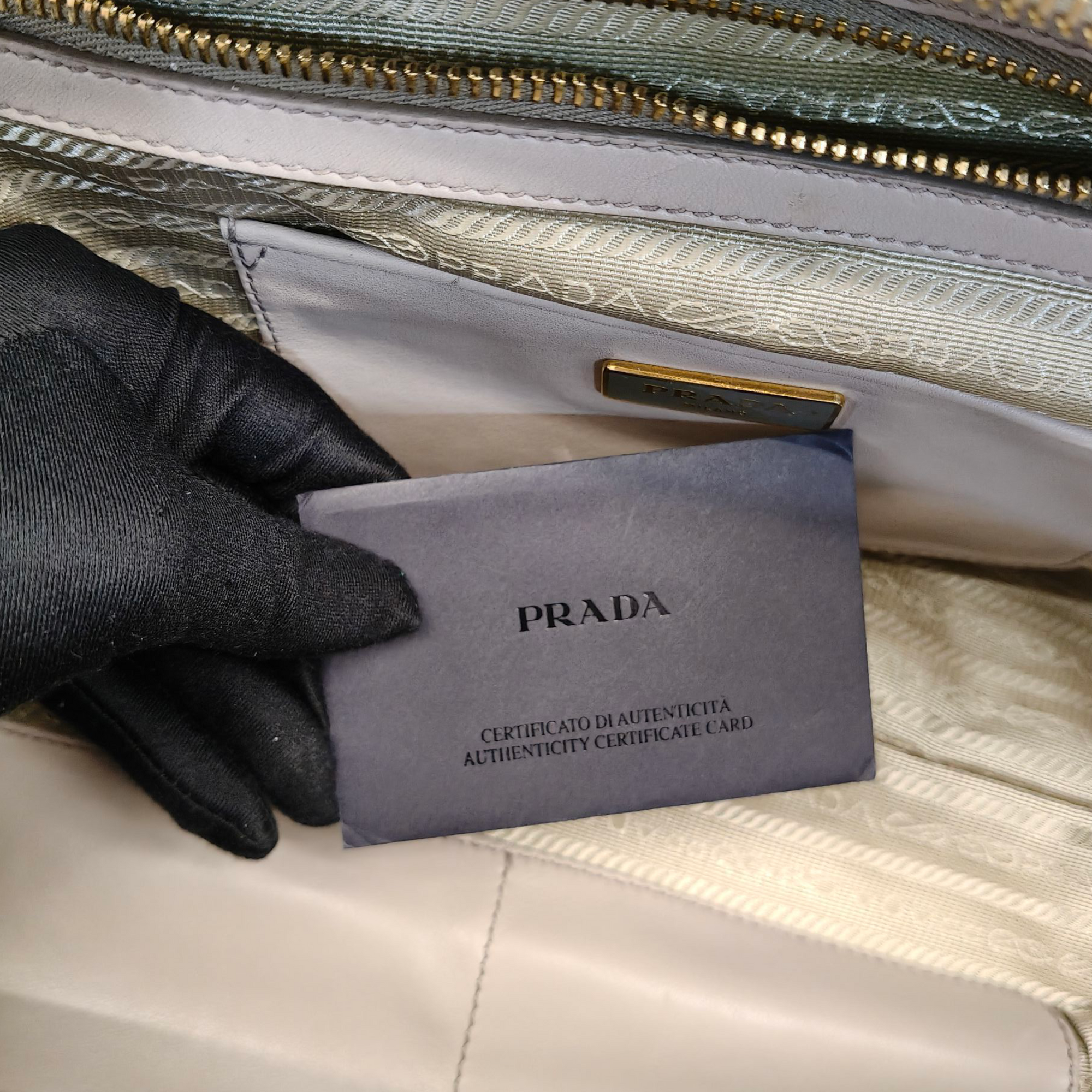 Prada Beige Soft Leather Plastic Chain Shoulder Bag