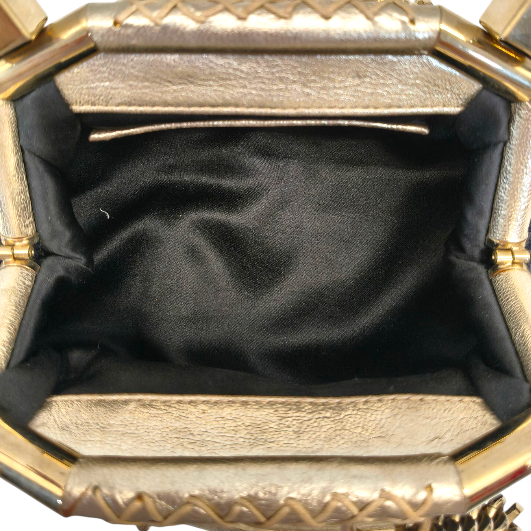 Versace Black/Gold Monogram Fabric and Leather Madonna Framed Satchel Bag