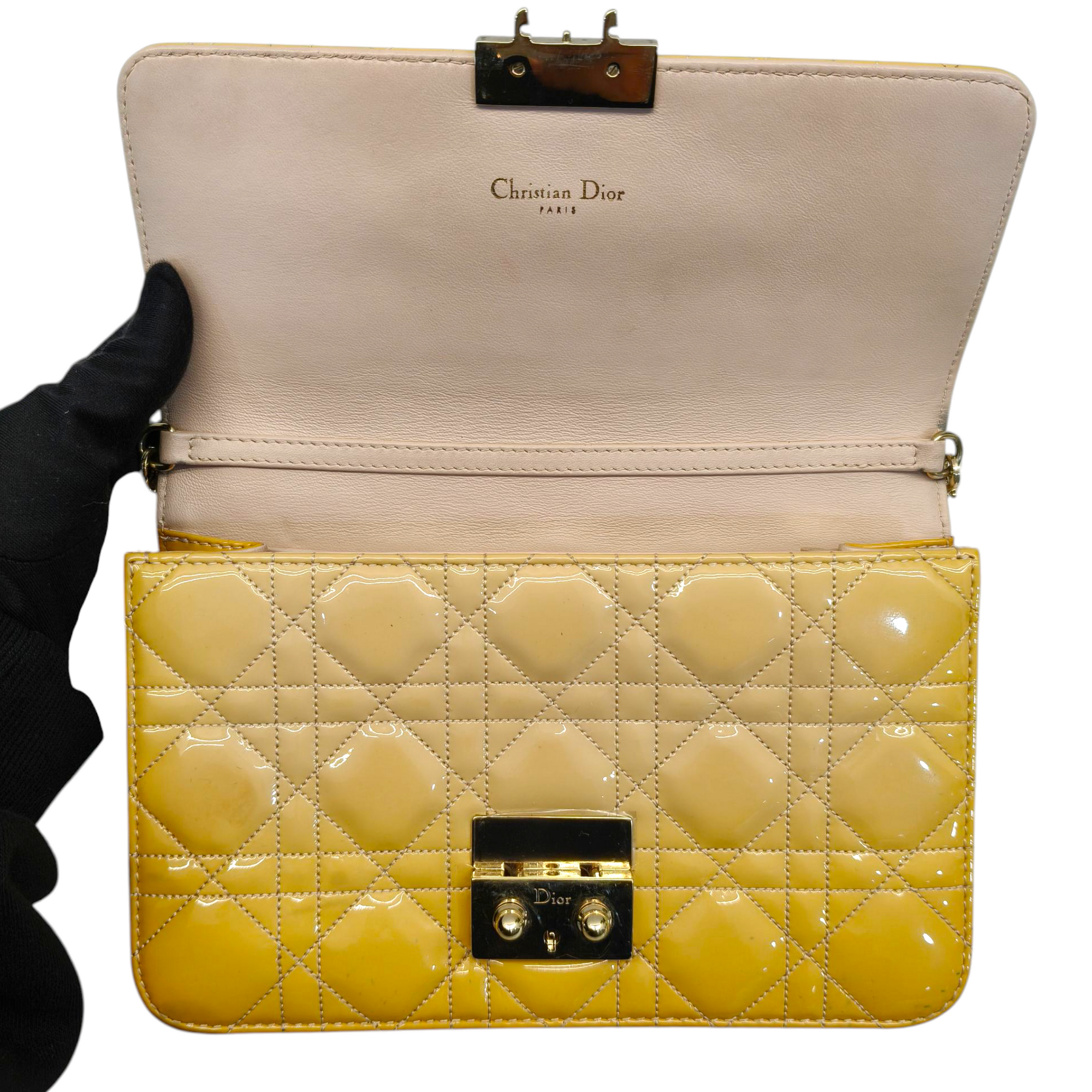 Christian Dior Cannage Patent Leather Miss Dior Promenade Bag
