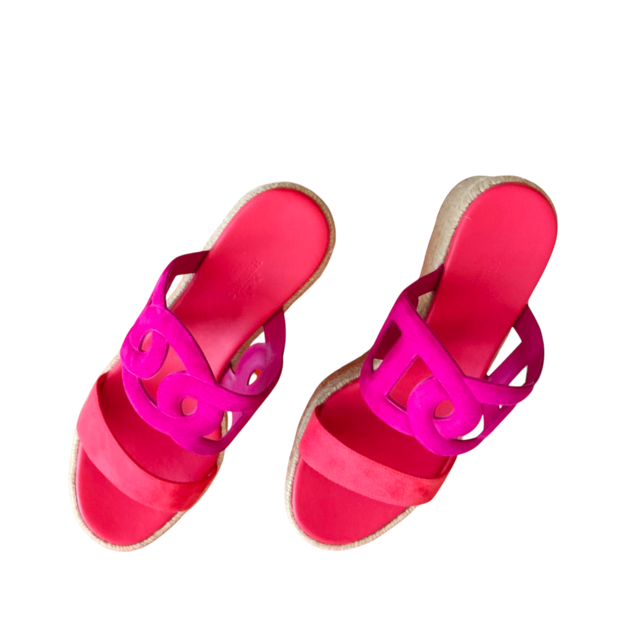 Hermes Ithea 30 espadrille in Rouge Cinétique / Orange Capucine EU 39