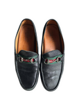 Gucci Web Horsebit Black Leather Loafers