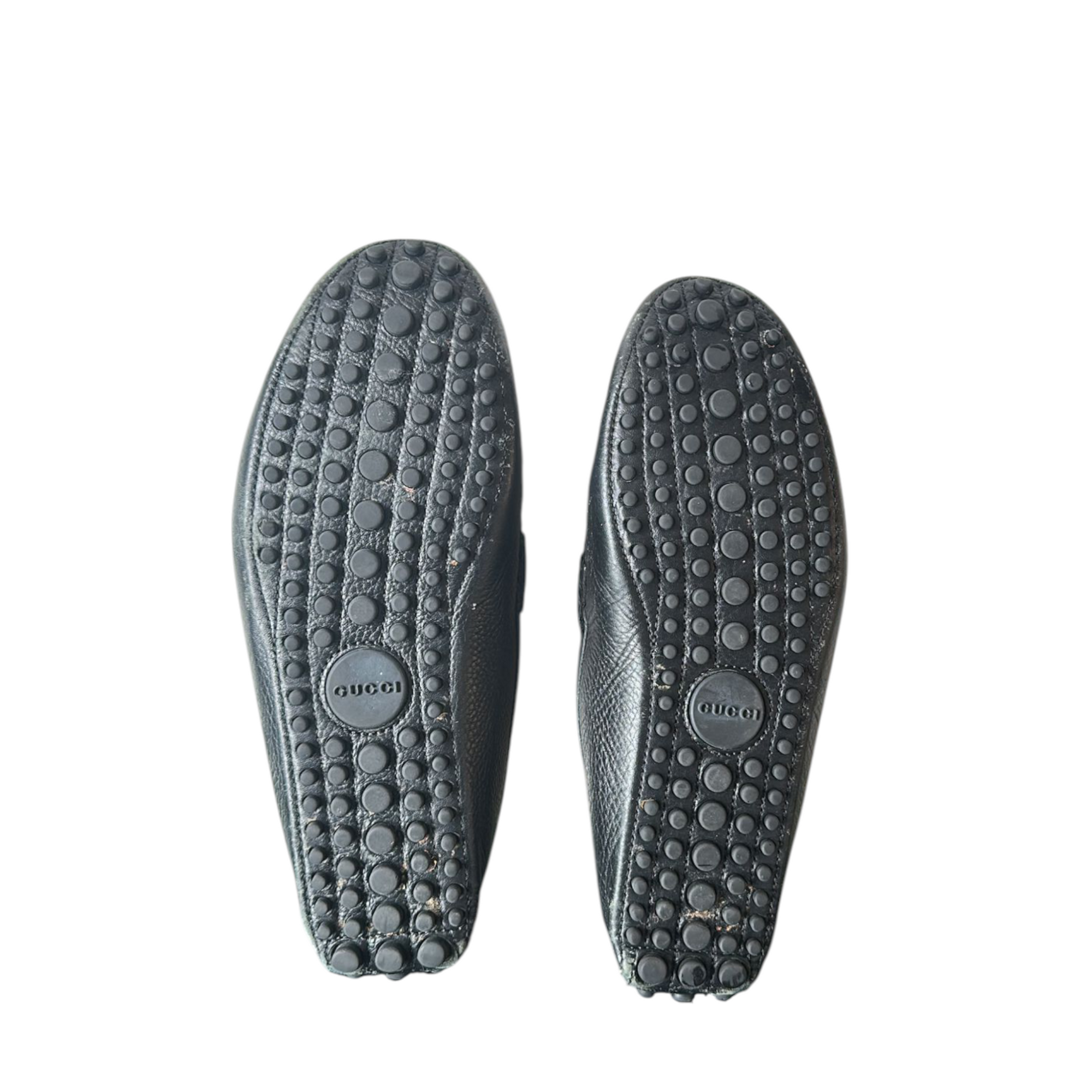Gucci Web Horsebit Black Leather Loafers