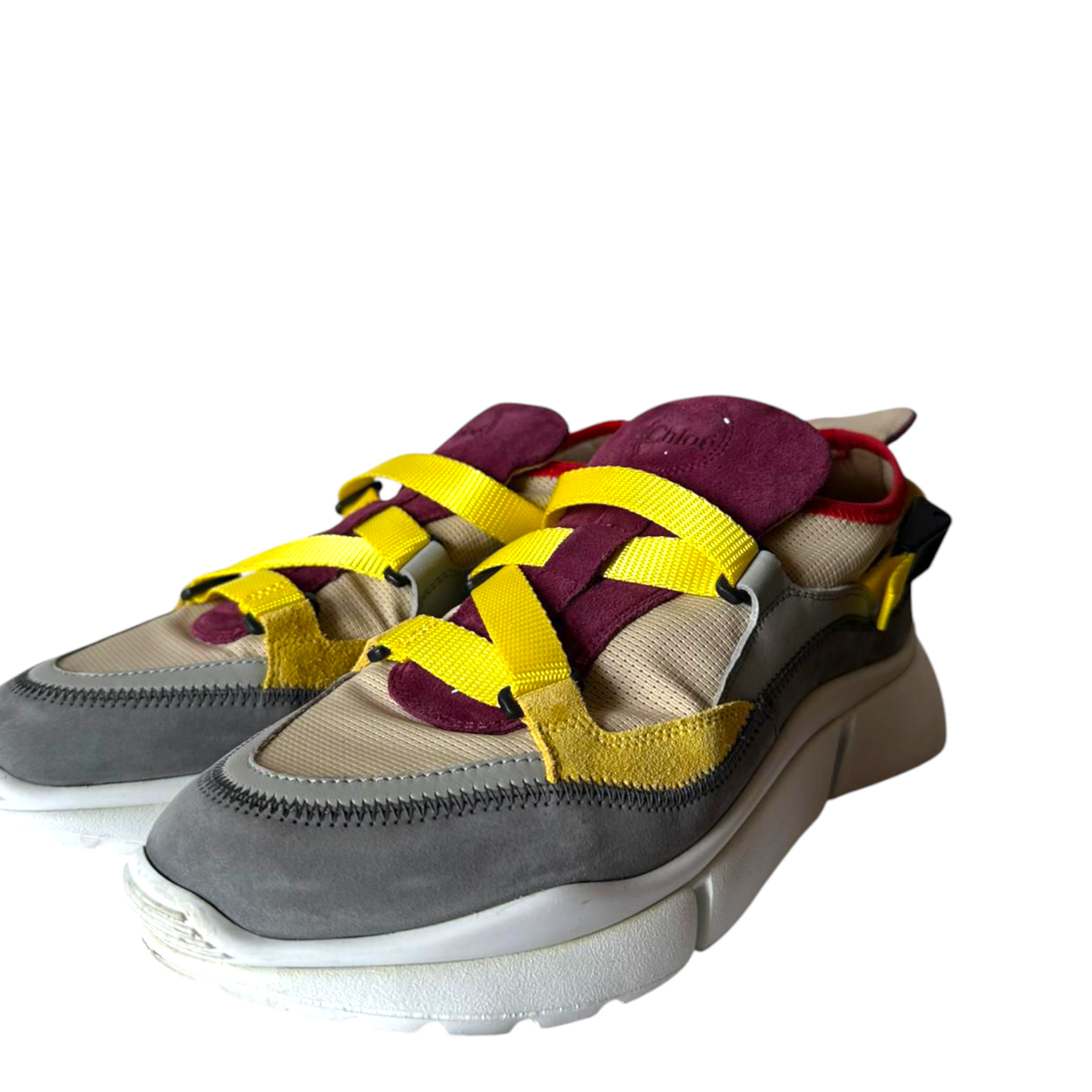 Chloe Sonnie Multicolor Mesh And Suede Sneakers
