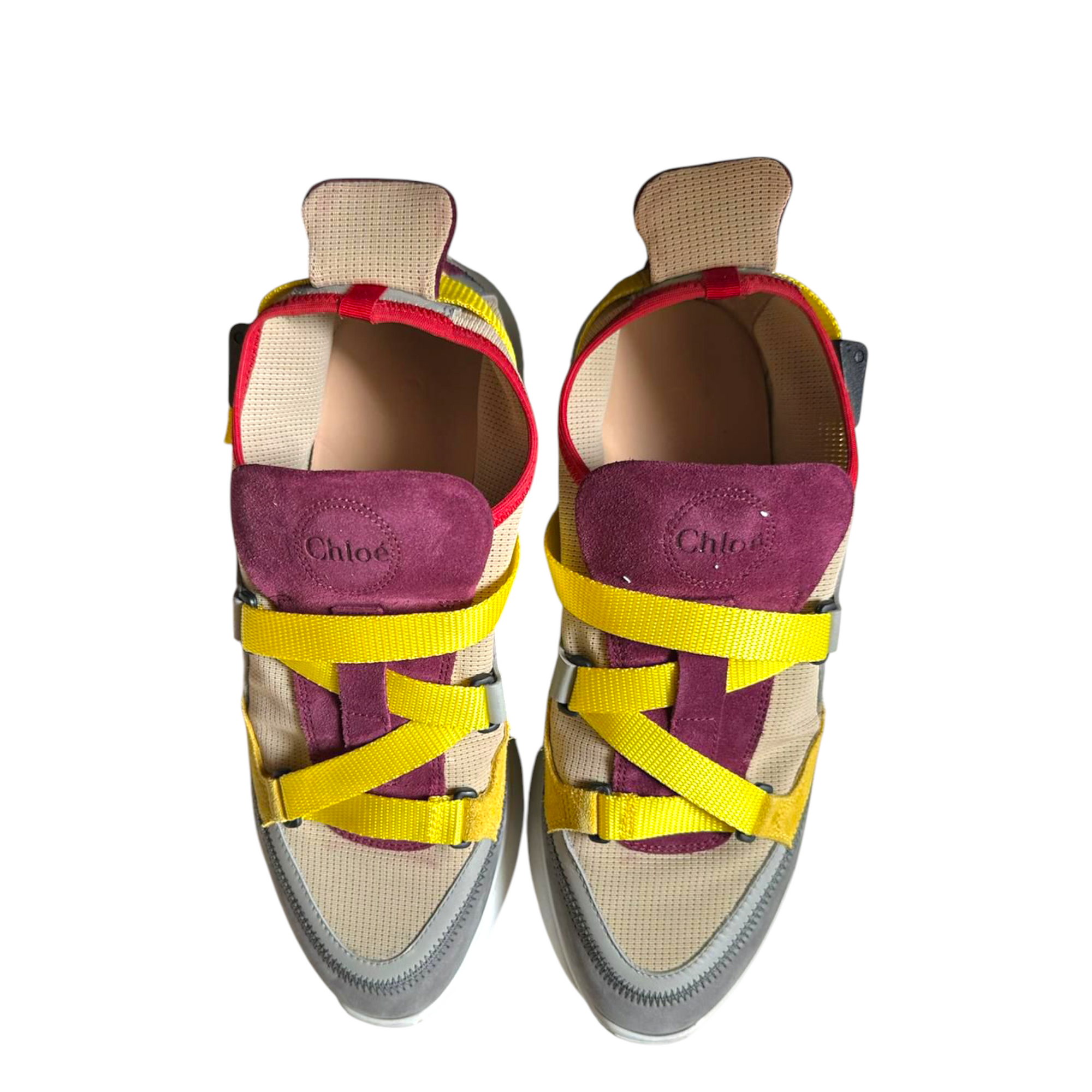 Chloe Sonnie Multicolor Mesh And Suede Sneakers