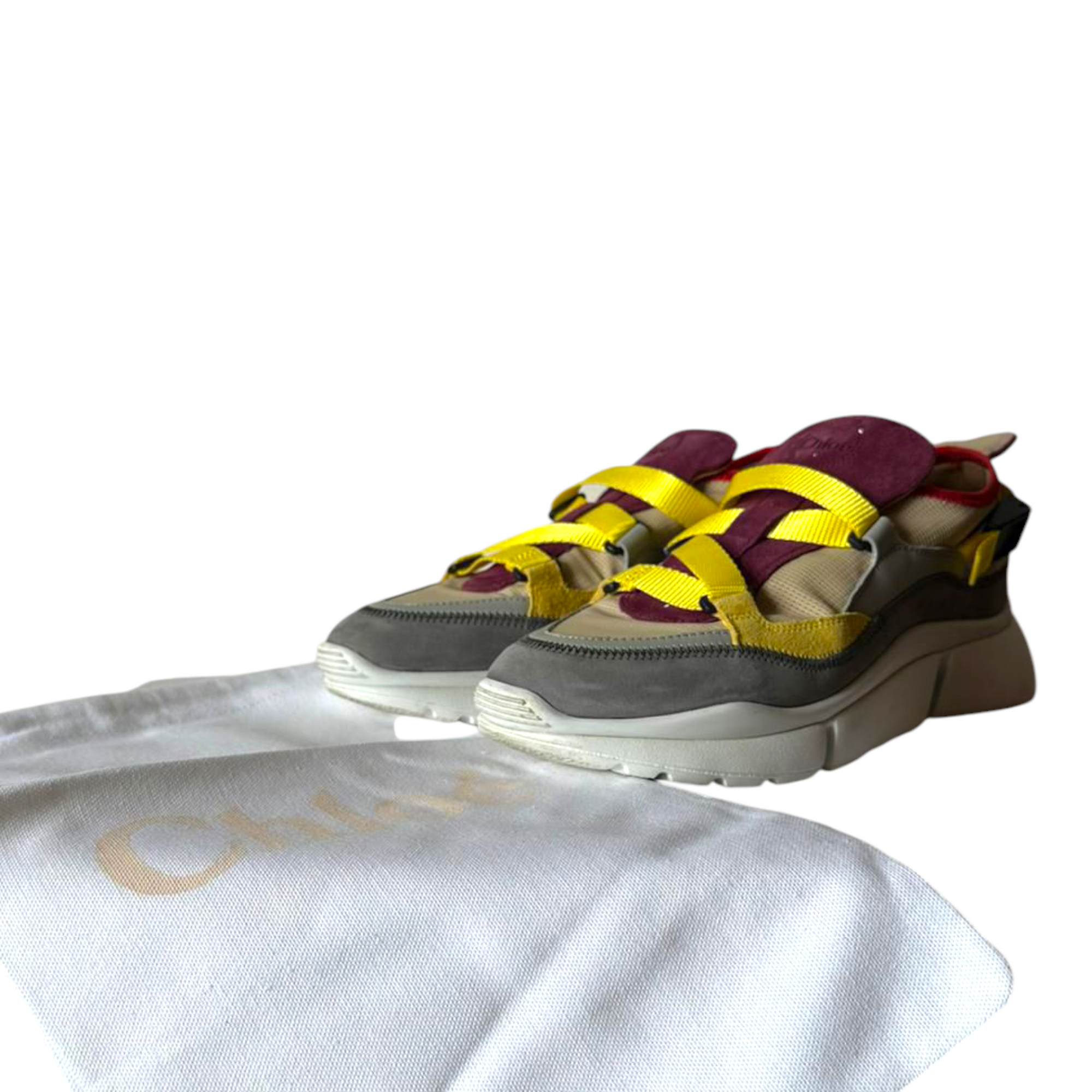 Chloe Sonnie Multicolor Mesh And Suede Sneakers