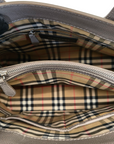 Burberry Grey Leather and House Check Fabric Medium Banner Tote Bag
