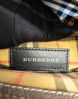 Burberry Grey Leather and House Check Fabric Medium Banner Tote Bag