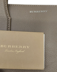 Burberry Grey Leather and House Check Fabric Medium Banner Tote Bag