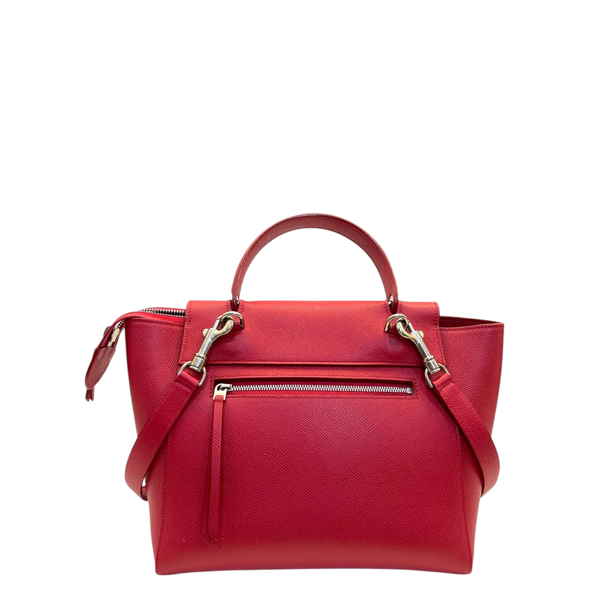 Celine Red Micro Leather Belt Top Handle Bag