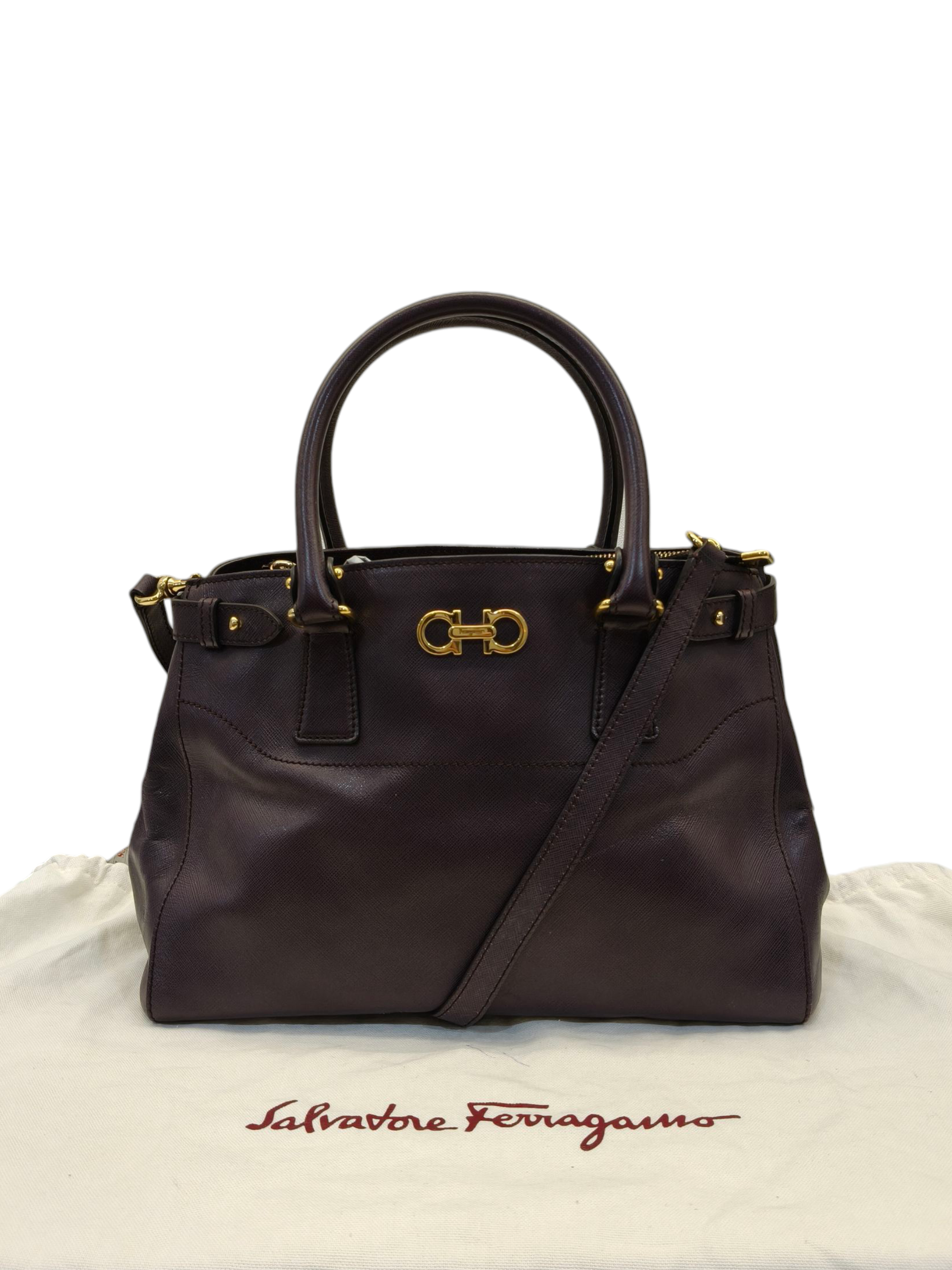 Salvatore Ferragamo Beky Burgundy Large Tote Bag
