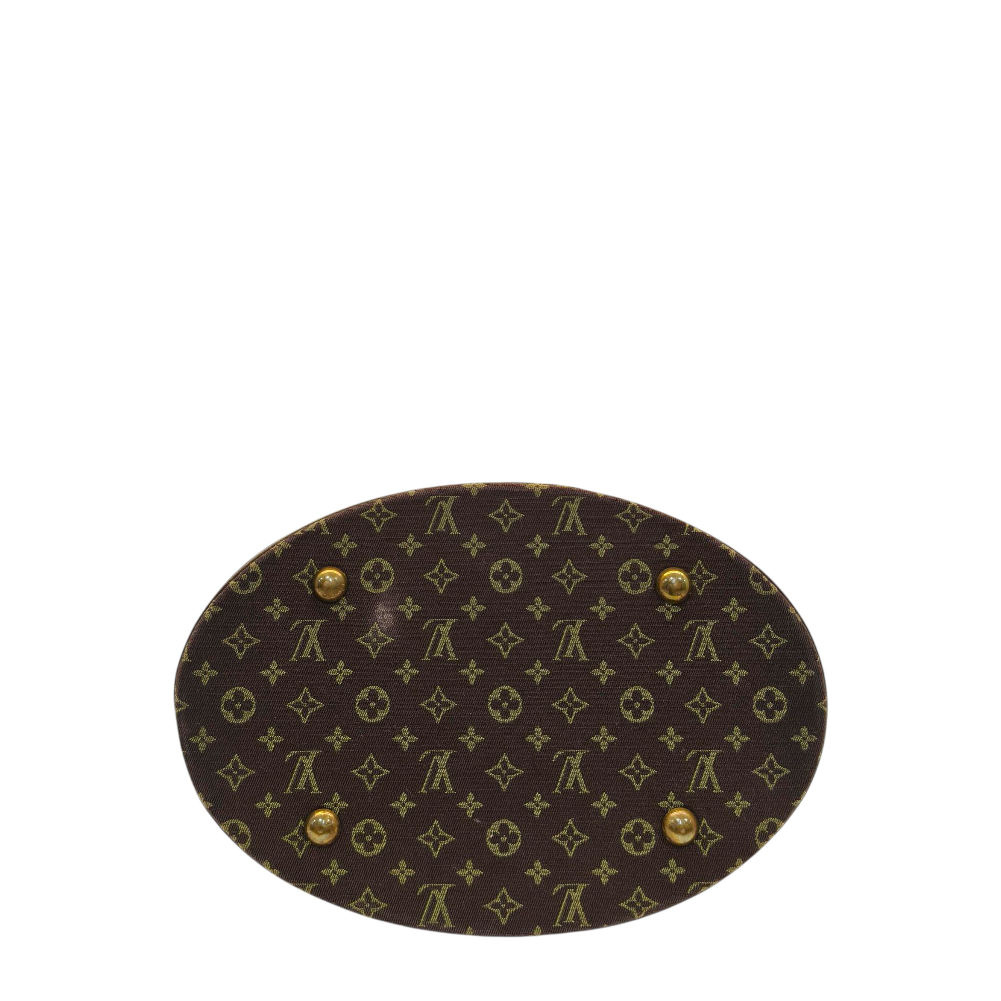 Louis Vuitton Bucket PM Mini Monogram Brown Denim Leather Shoulder Tote Handbag