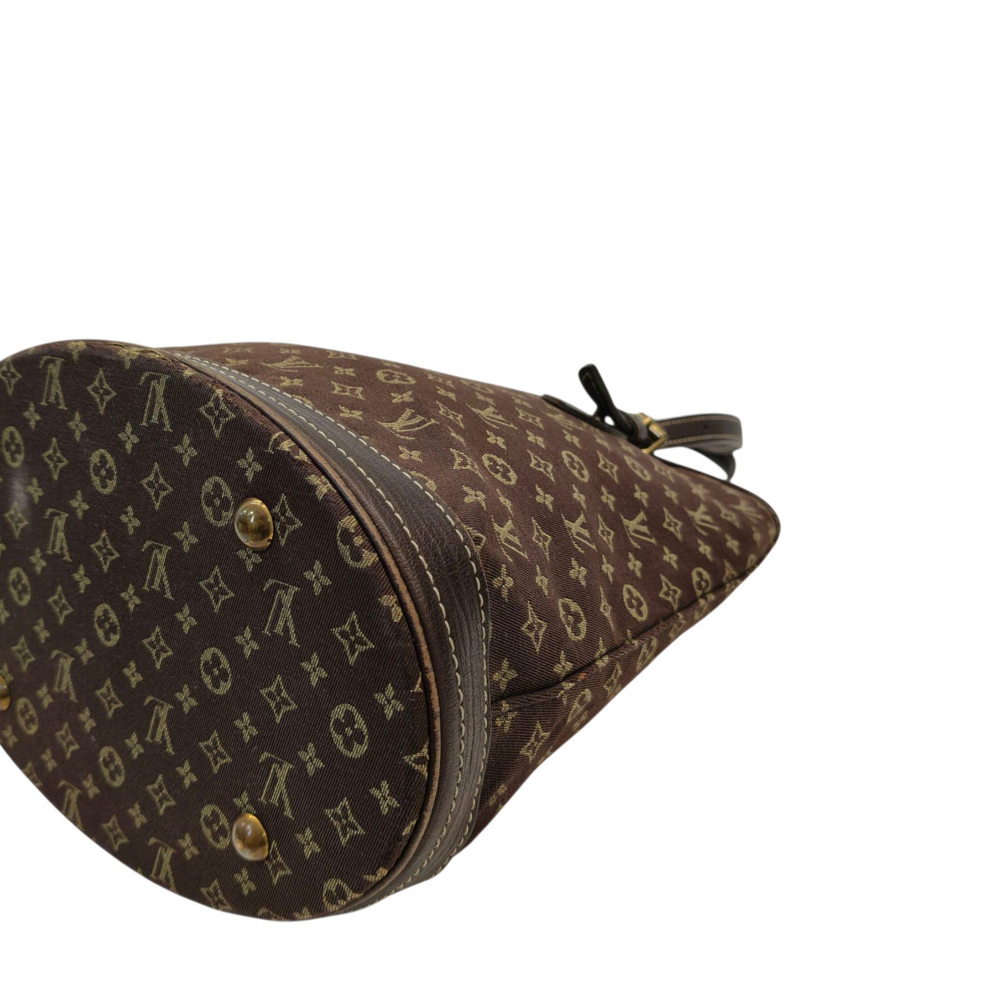 Louis Vuitton Bucket PM Mini Monogram Brown Denim Leather Shoulder Tote Handbag