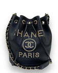 Chanel Deauville Drawstring Bucket Bag Caviar Black