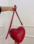 Gucci Red Leather Interlocking G Mini Heart Shoulder Bag