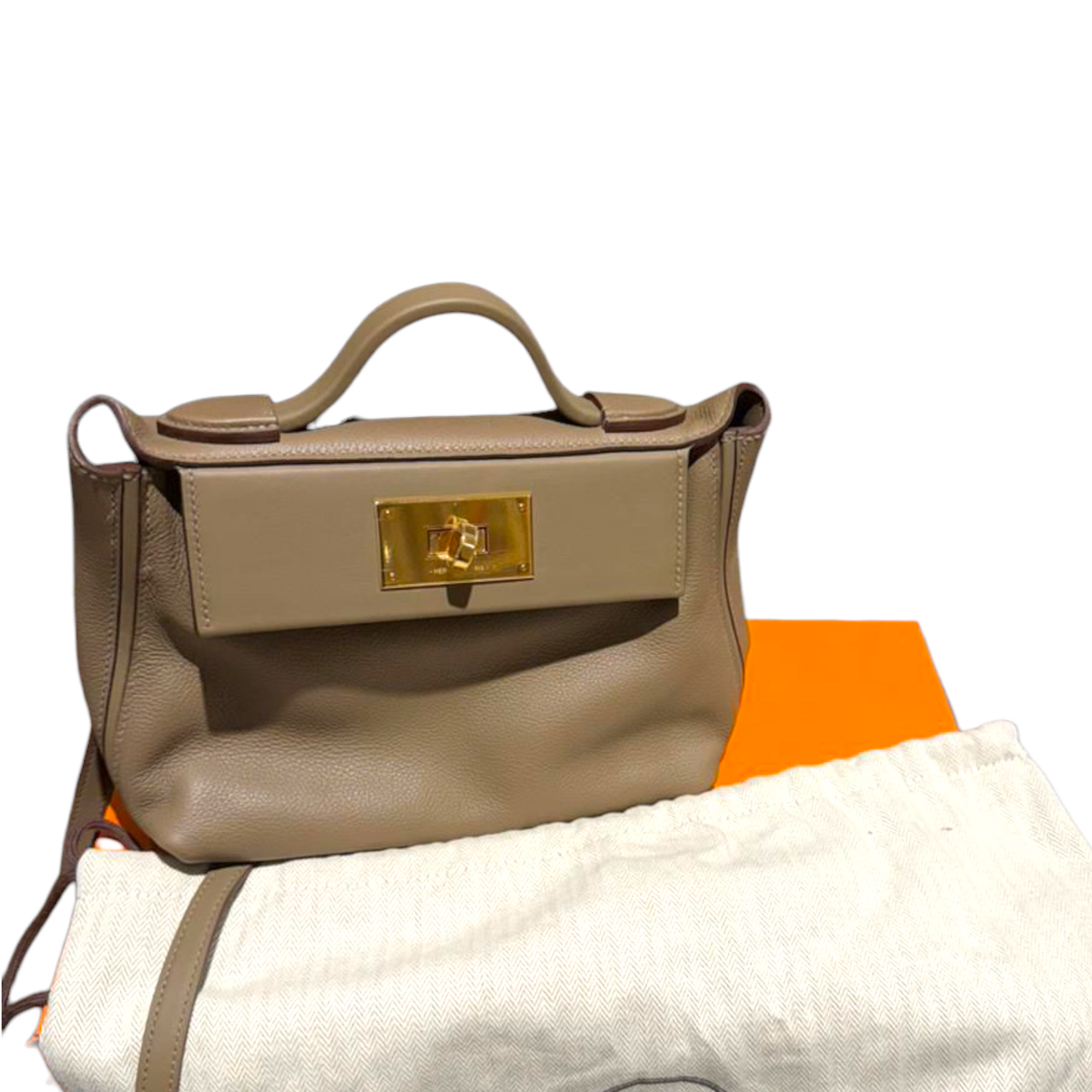 Hermès Mini 24/24 Beige Marfa Evercolor leather Handbag Permabrass Hardware