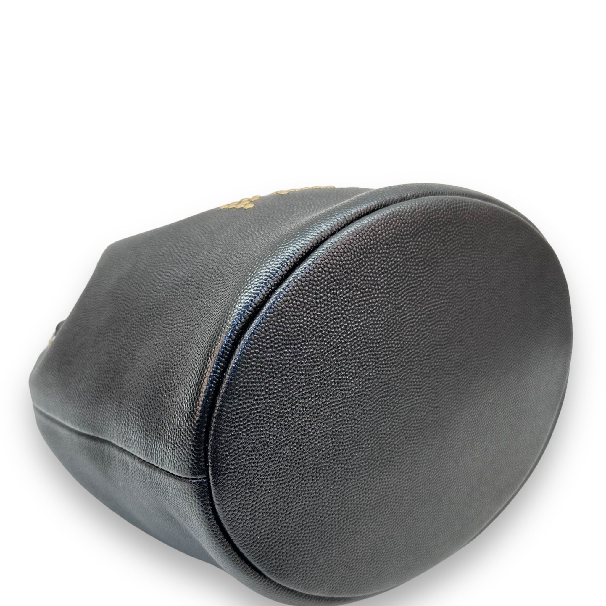 Chanel Deauville Drawstring Bucket Bag Caviar Black