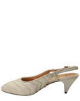 Gucci Nappa Charlotte Chevron Matelasse Double G Slingback Pumps White Size- 37.5
