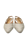 Gucci Nappa Charlotte Chevron Matelasse Double G Slingback Pumps White Size- 37.5