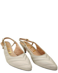 Gucci Nappa Charlotte Chevron Matelasse Double G Slingback Pumps White Size- 37.5