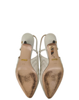 Gucci Nappa Charlotte Chevron Matelasse Double G Slingback Pumps White Size- 37.5