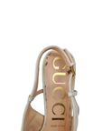 Gucci Nappa Charlotte Chevron Matelasse Double G Slingback Pumps White Size- 37.5