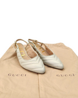 Gucci Nappa Charlotte Chevron Matelasse Double G Slingback Pumps White Size- 37.5