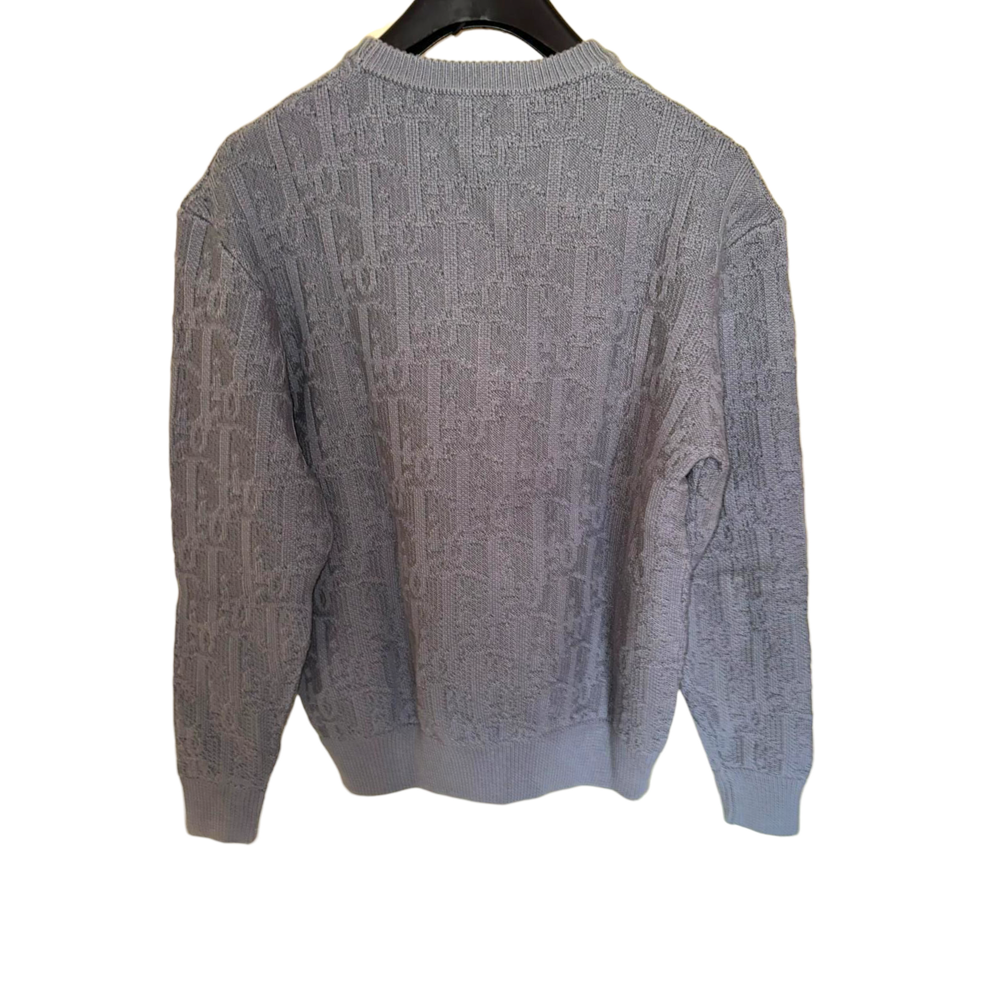 Dior Men Dior Oblique Grey Cotton-Blend Jacquard Sweater S