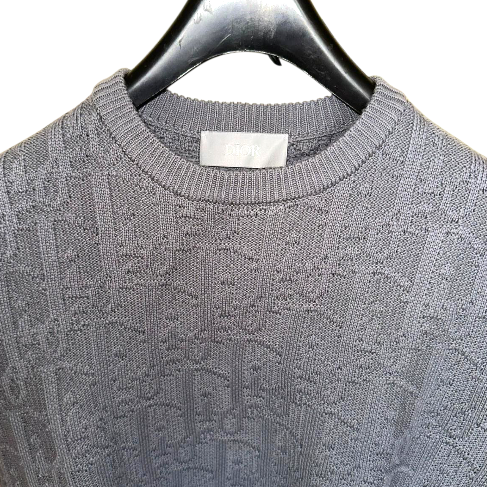 Dior Men Dior Oblique Grey Cotton-Blend Jacquard Sweater S