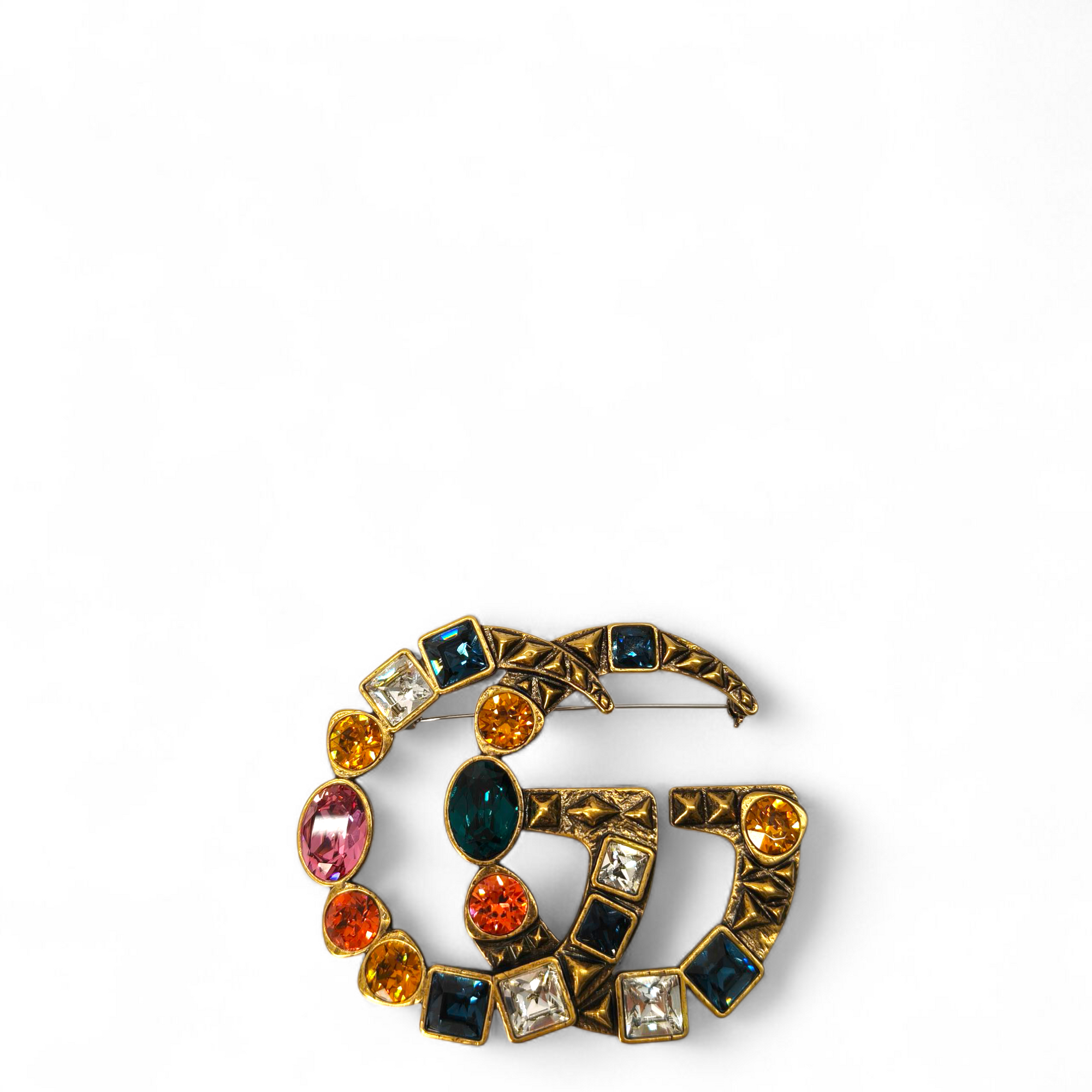 Gucci Double G Crystal-Embellished Brooch