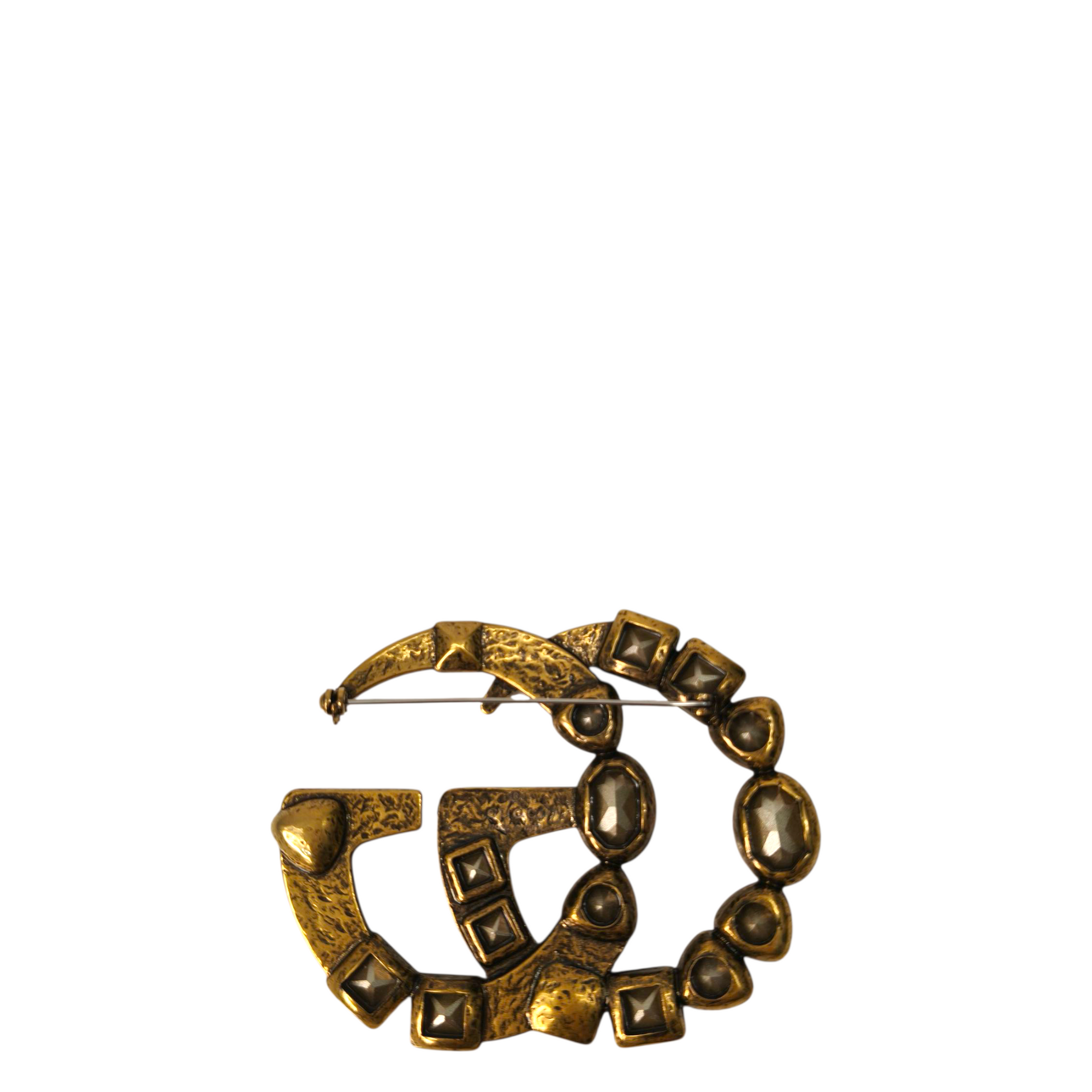 Gucci Double G Crystal-Embellished Brooch