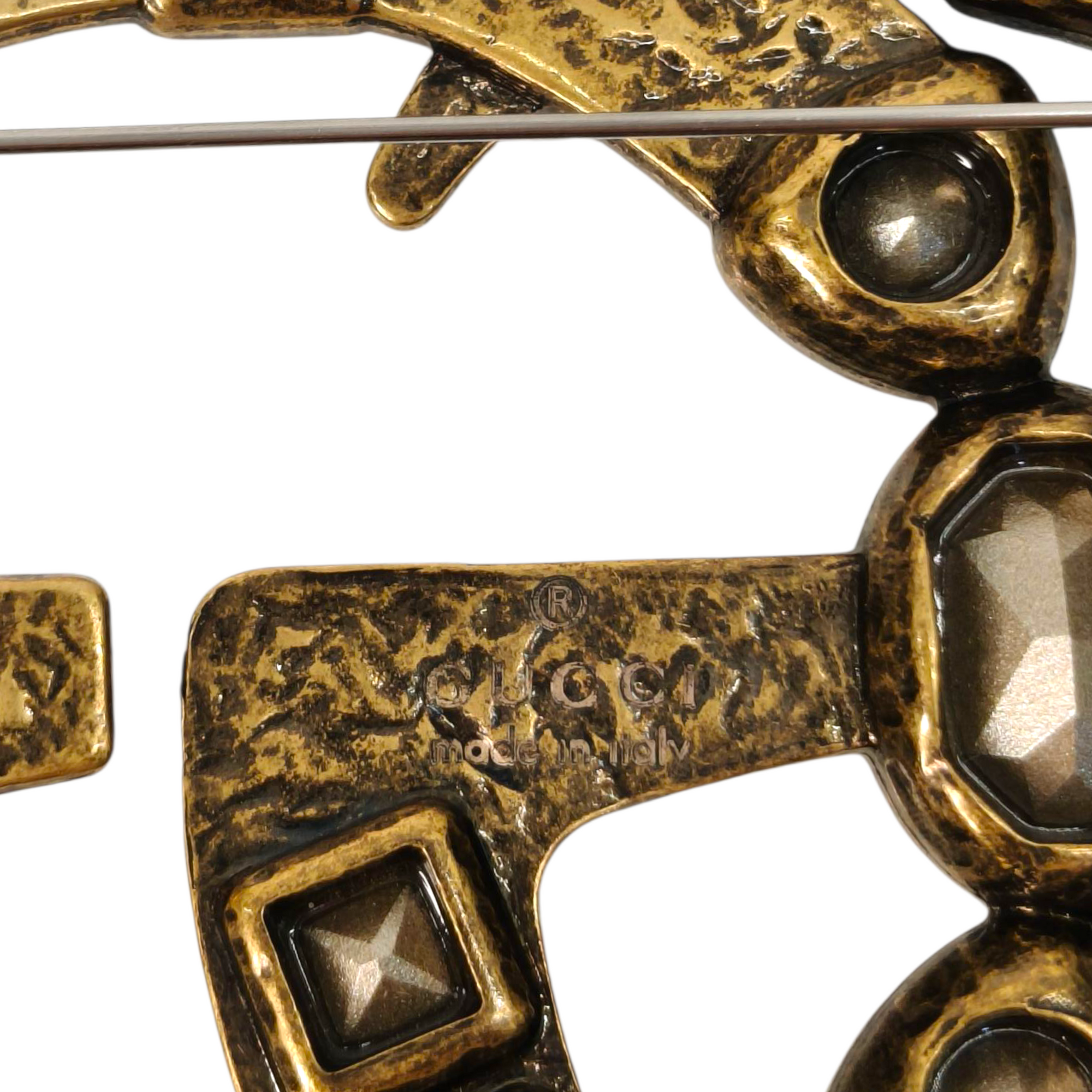 Gucci Double G Crystal-Embellished Brooch