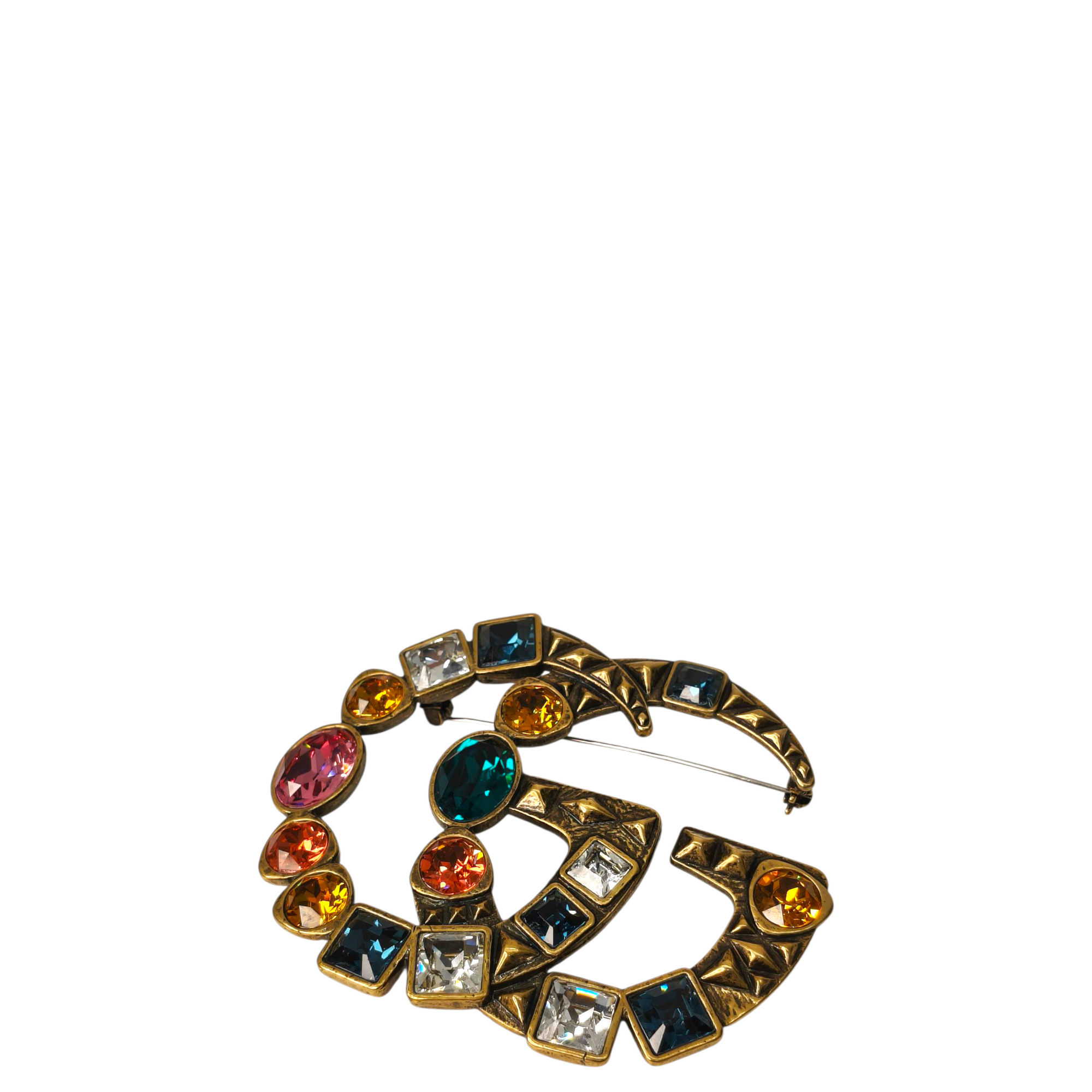 Gucci Double G Crystal-Embellished Brooch