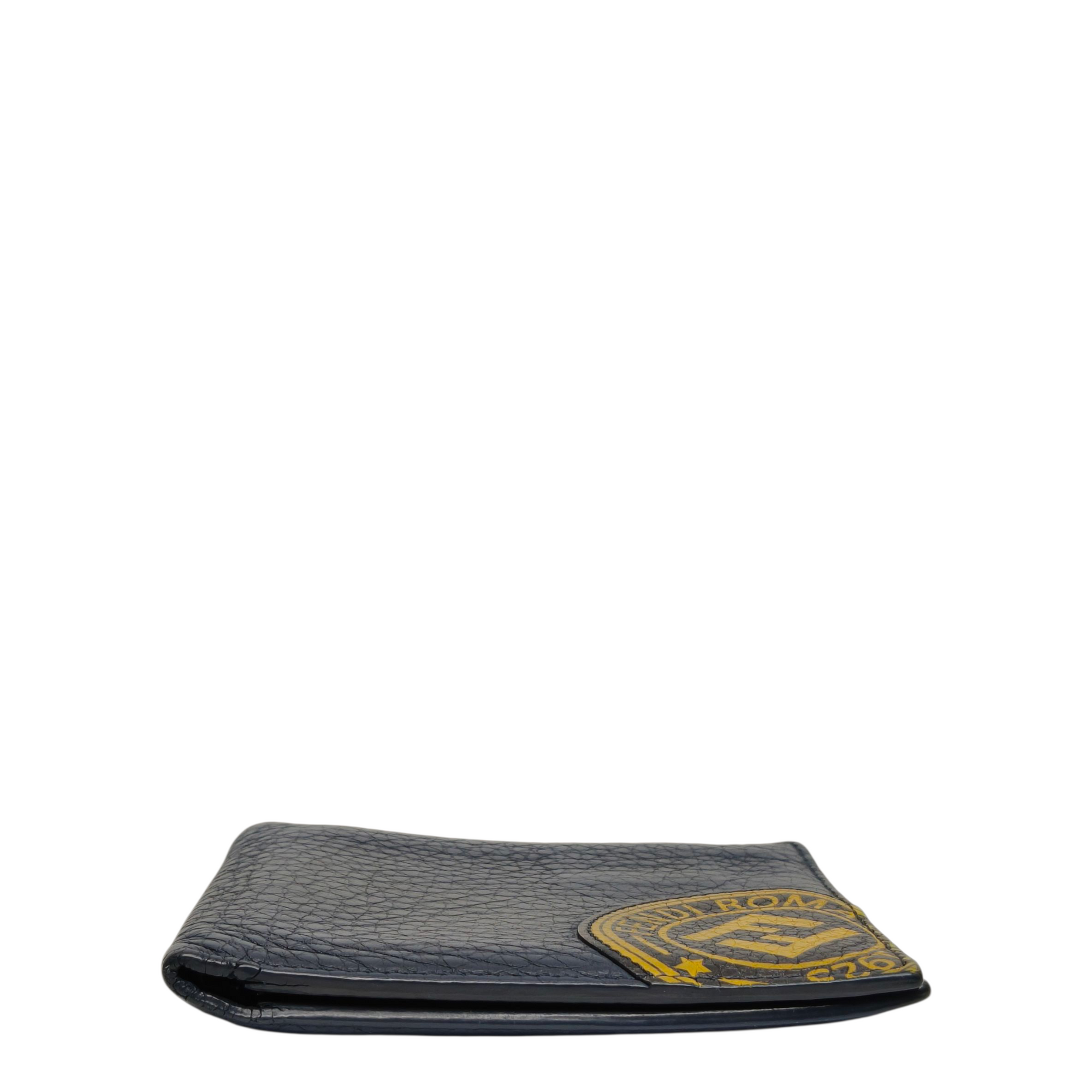 Fendi Blue Roman Leather Bifold Wallet