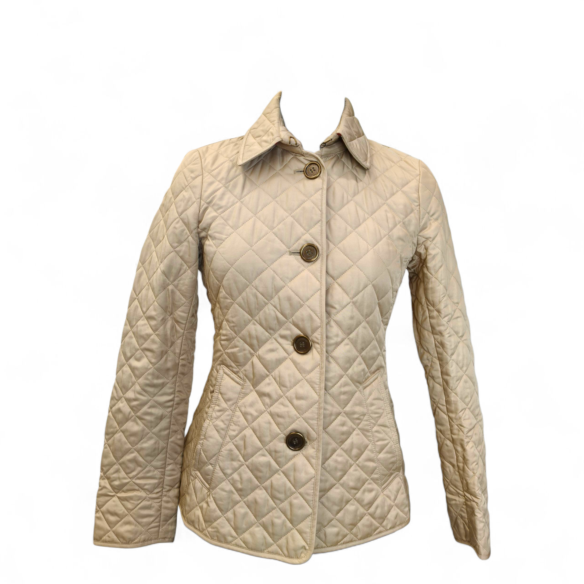 Burberry Brit Beige Quilted Synthetic Button Front Jacket