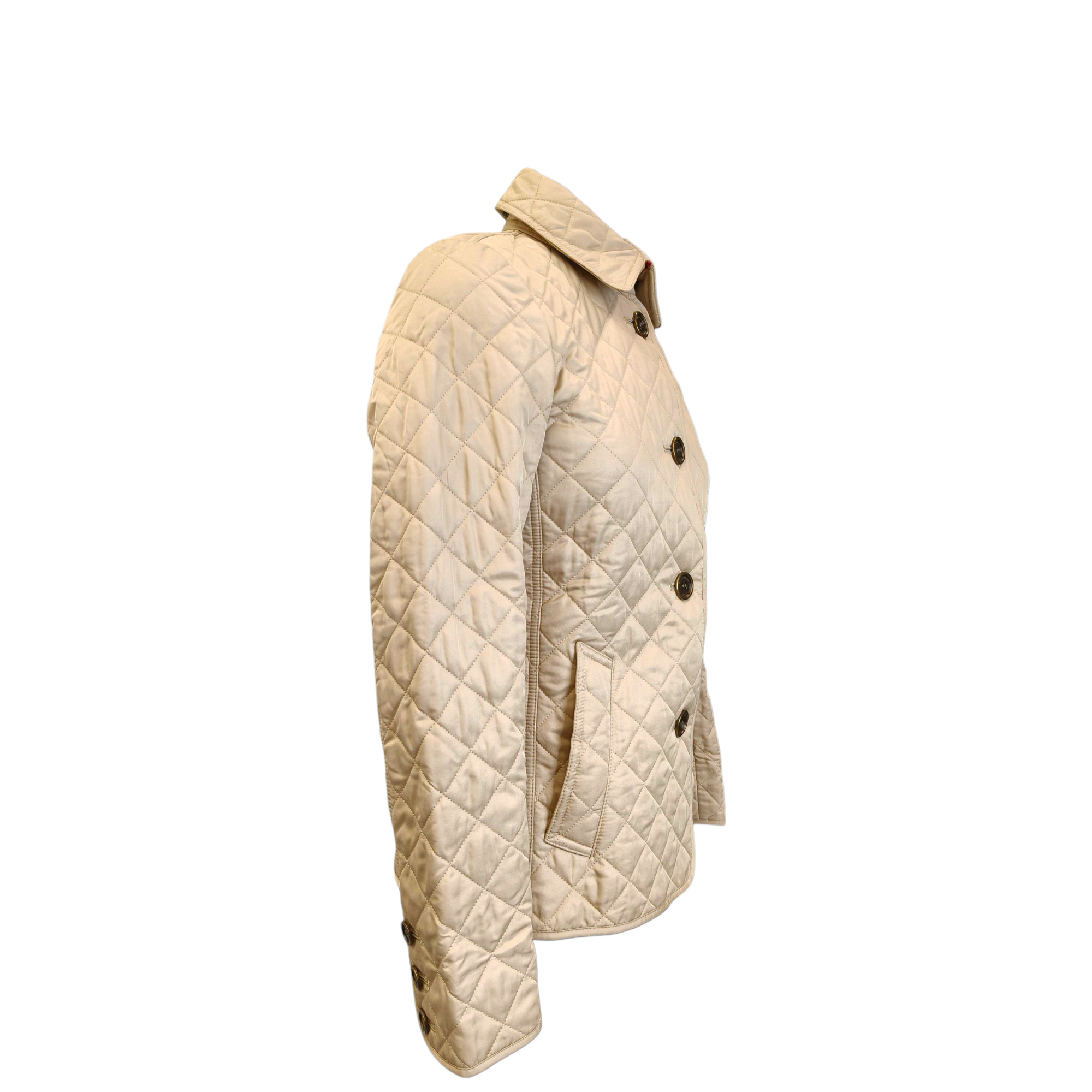 Burberry Brit Beige Quilted Synthetic Button Front Jacket