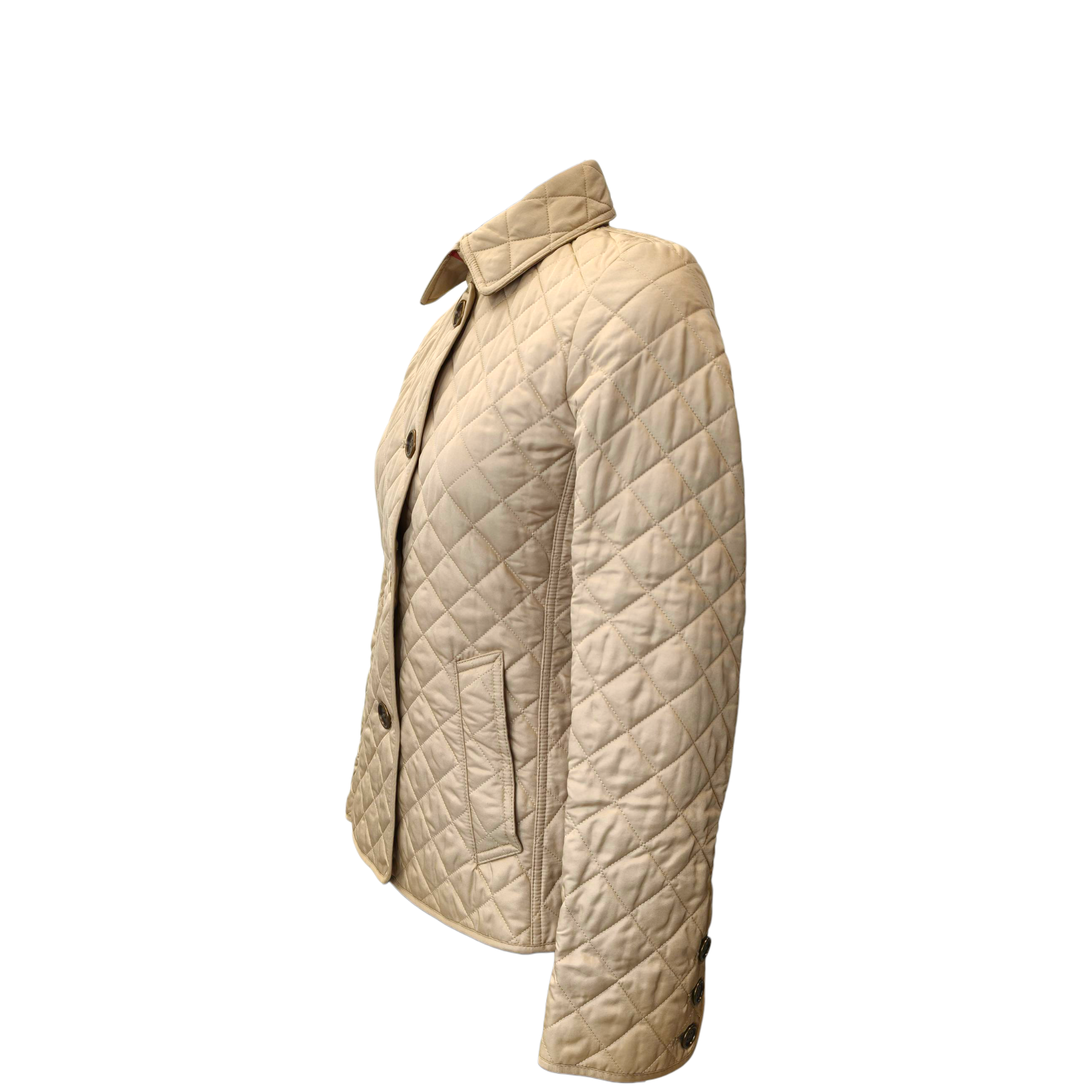 Burberry Brit Beige Quilted Synthetic Button Front Jacket