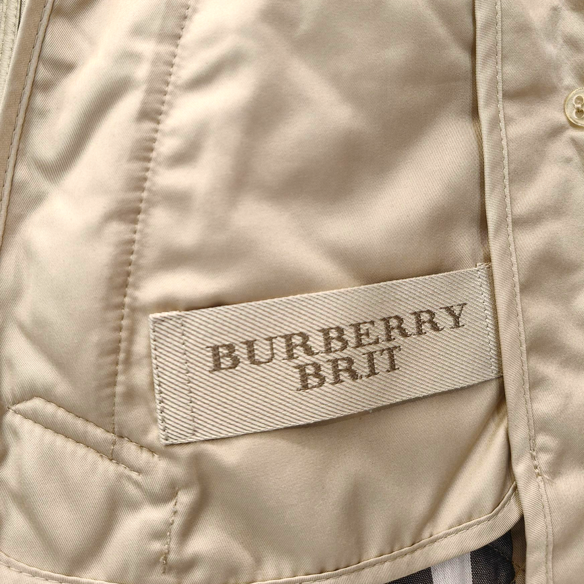 Burberry Brit Beige Quilted Synthetic Button Front Jacket