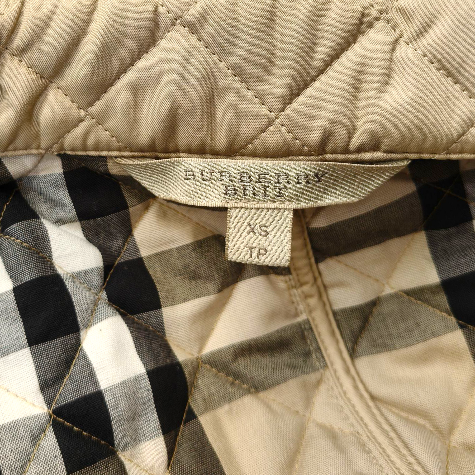 Burberry Brit Beige Quilted Synthetic Button Front Jacket