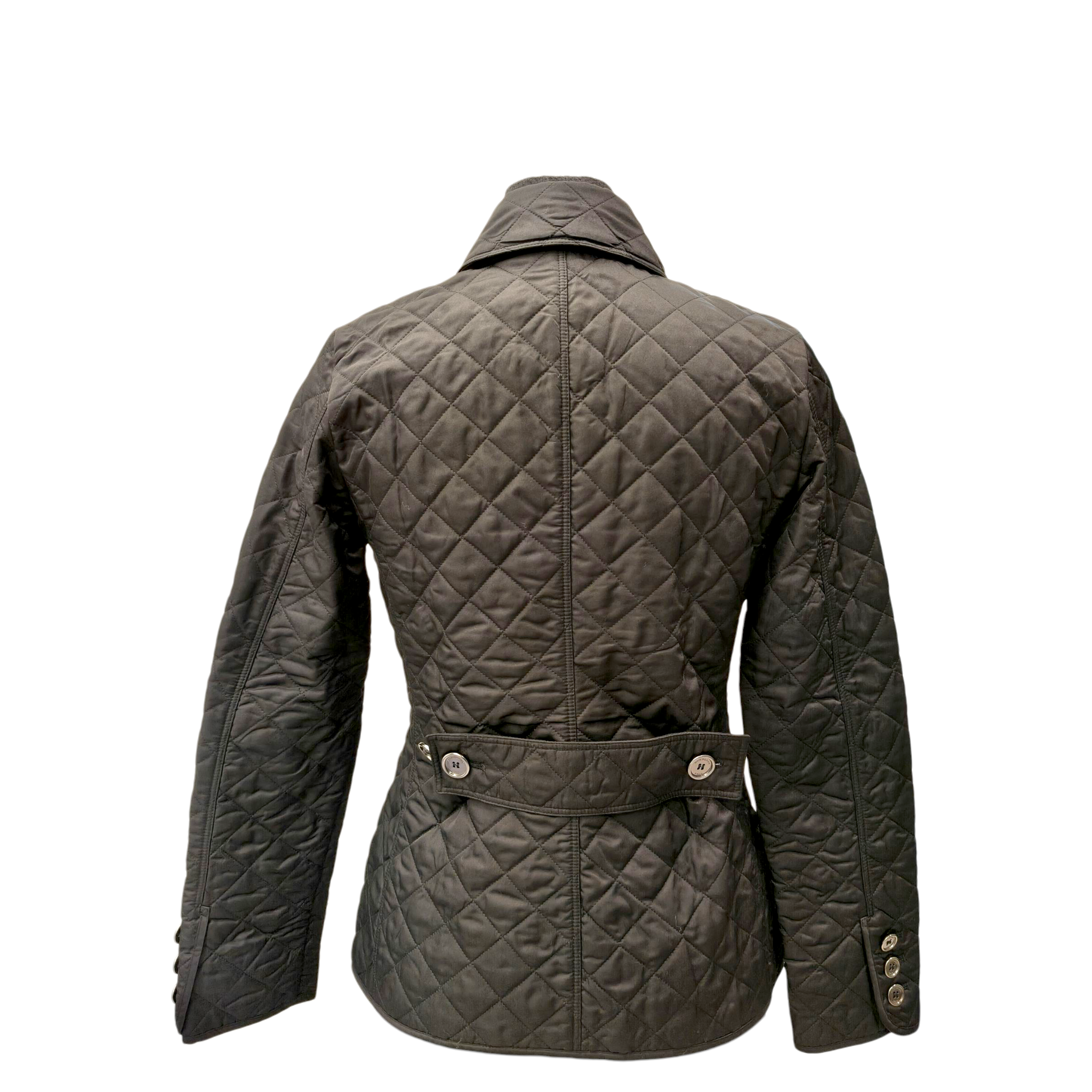 Burberry Brit Black Quilted Synthetic Button Front Jacket XS