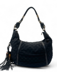 Gucci Black GG Neoprene and Leather Techno Horsebit Hobo Bag
