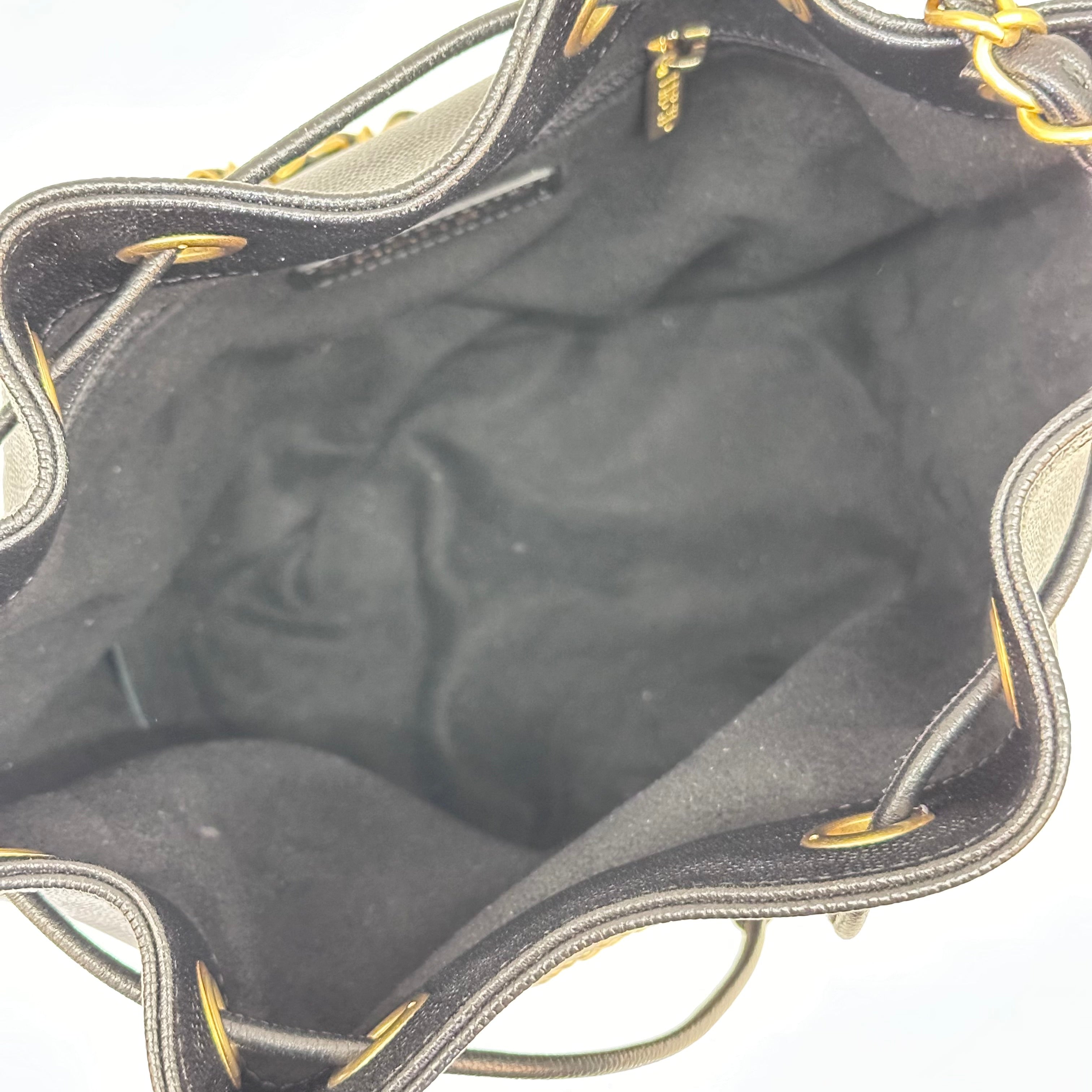 Chanel Deauville Drawstring Bucket Bag Caviar Black